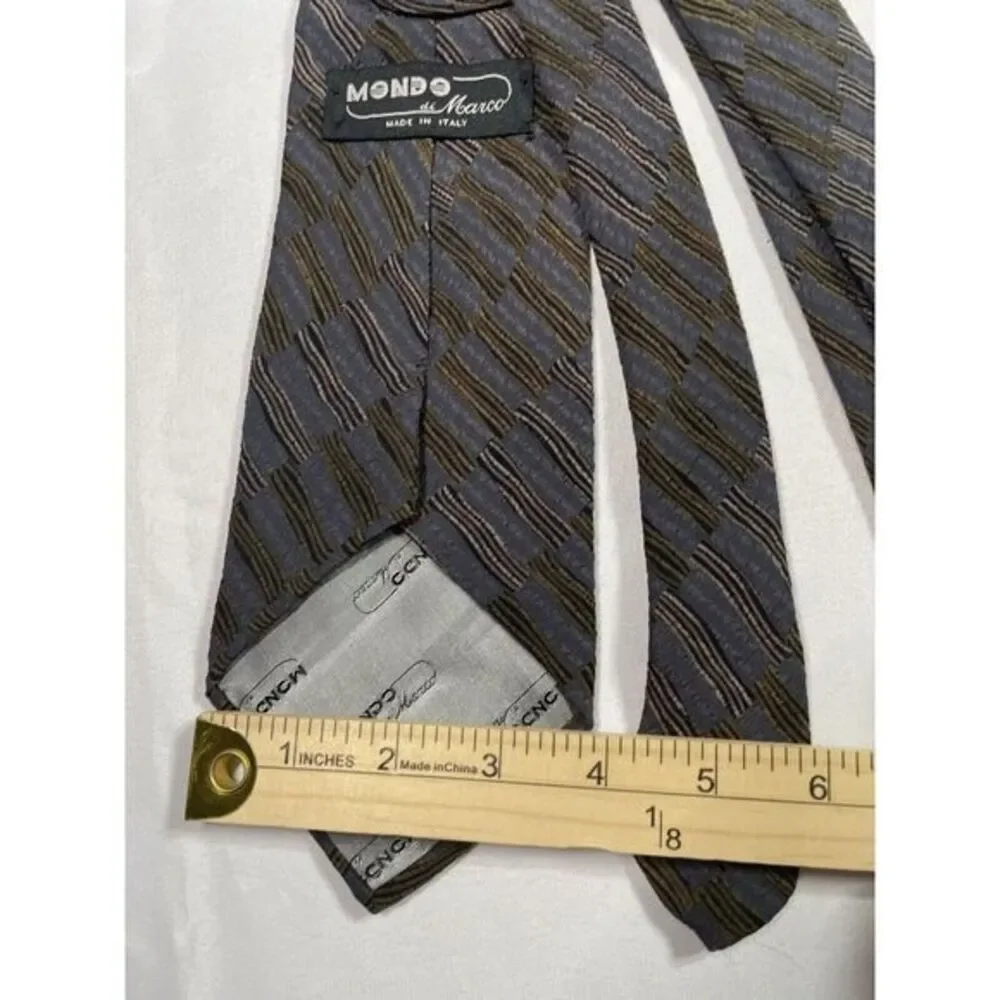 Men's MONDO DI MARCO Silk NECKTIE Tie‎ MADE IN ITALY Gray Striped